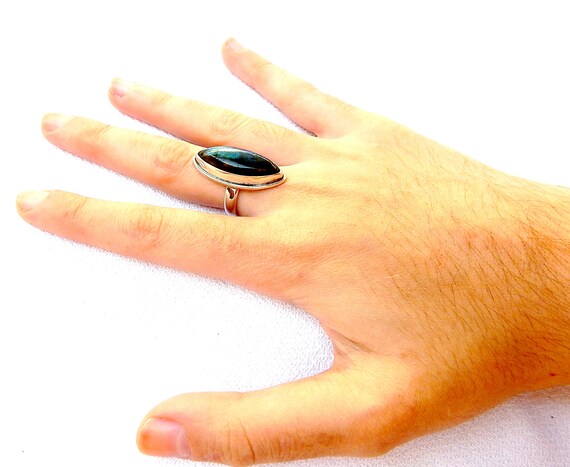 Vintage Ring, Craft Band Ring, Solid Silver, with… - image 6