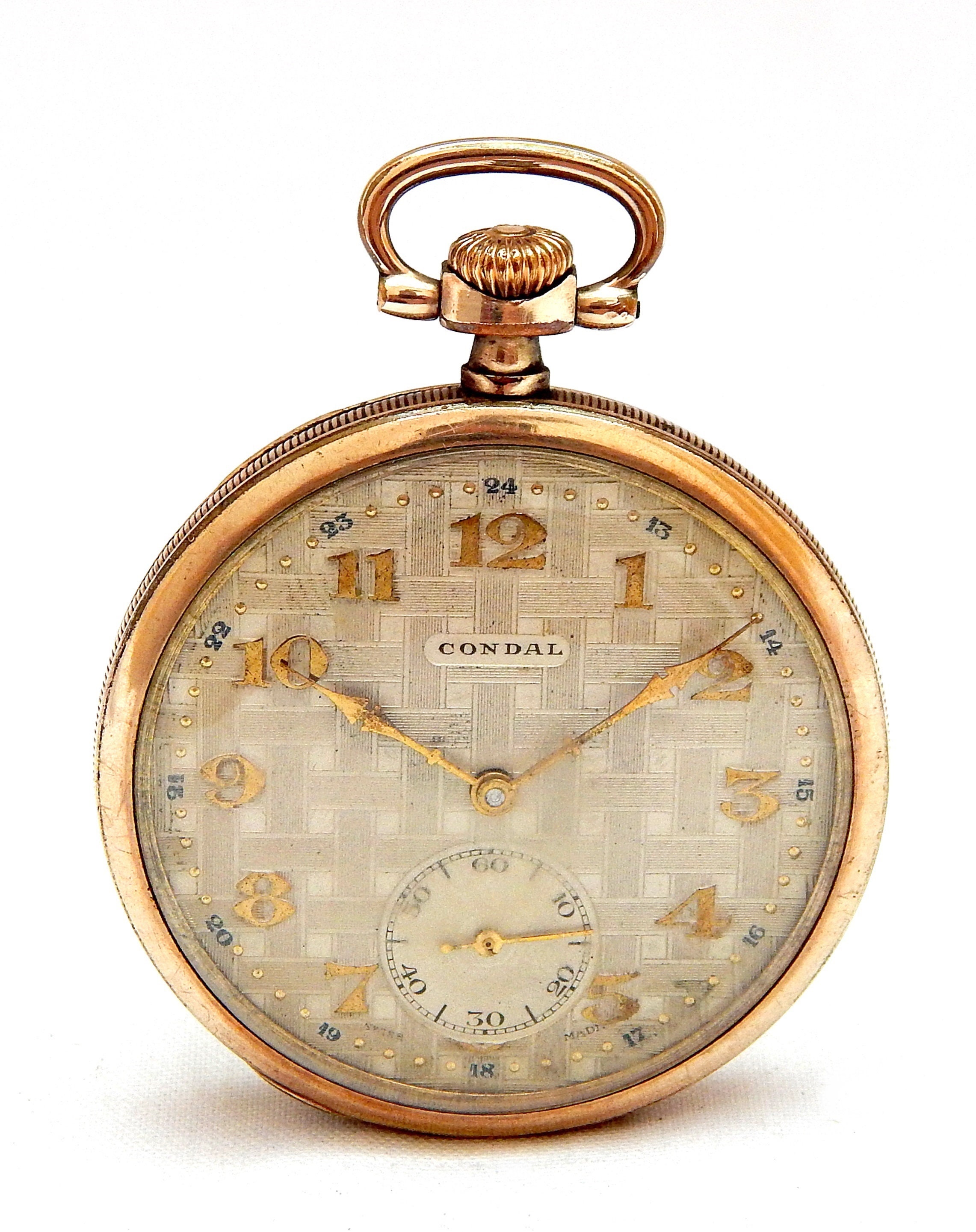 Antique Pocket Watch CONDAL LANCO Open Face Case Gold Plated