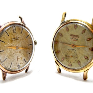 Deux montres, montre TRESSA, montre Omodox, mouvement mécanique, montre-bracelet, montre pour homme, boîtier plaqué or, vers 1950, en état de marche, montre unisexe Van