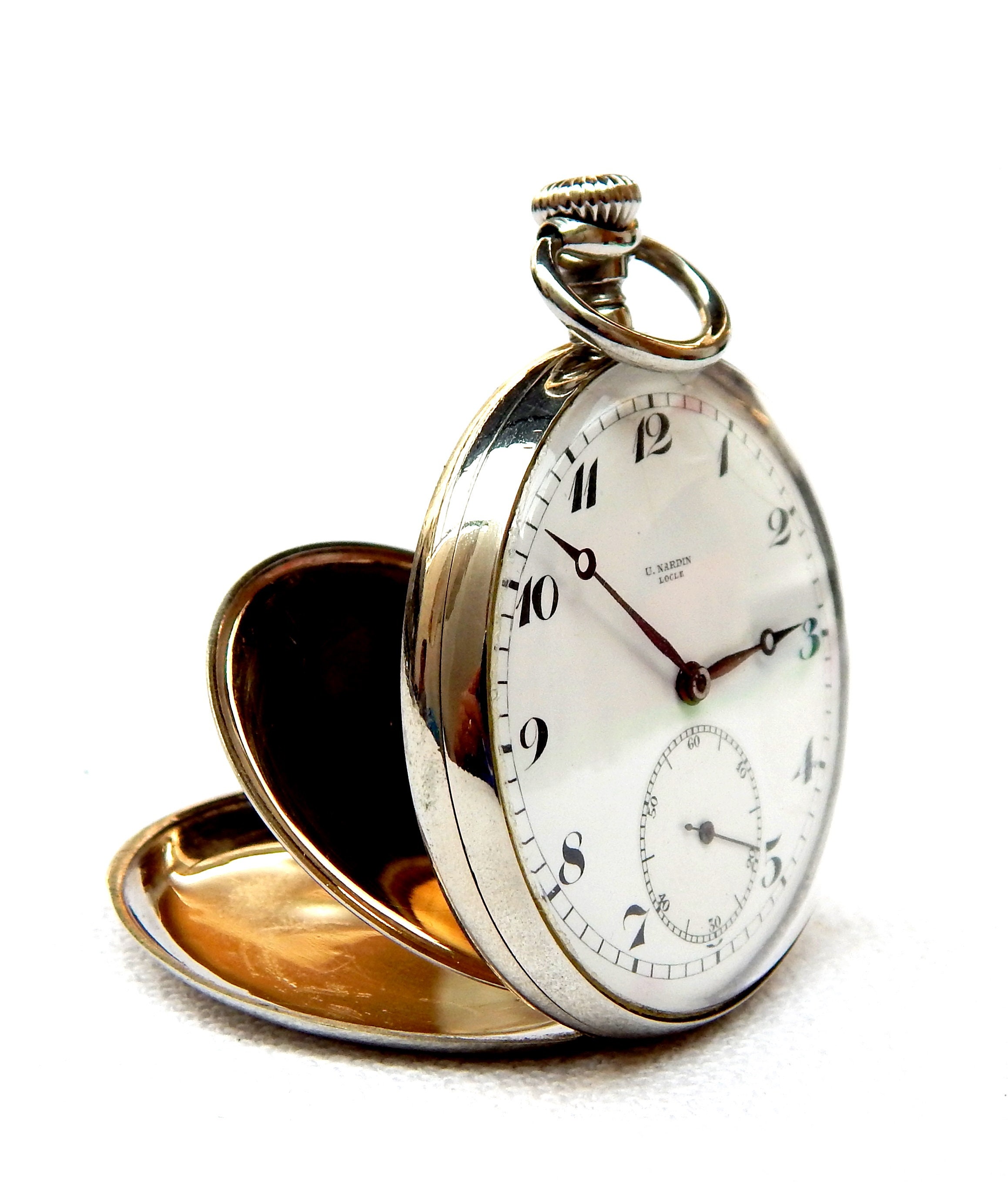 Reloj de bolsillo antiguo ULYSSE Locle cara abierta Etsy México