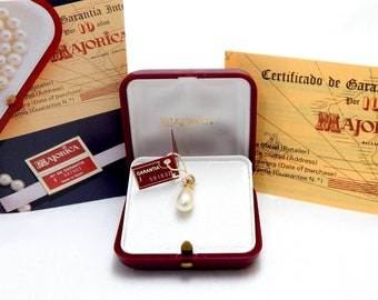 Ciondolo in argento placcato oro 18 kt con perla, Majorica Spagna