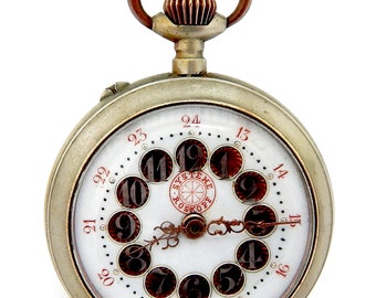 Antike Tasche, Uhr Antique,ROSKOPF, Open Face, Gehäuse Nicke Stahl, 53mm, 1900c, Zifferblatt Farbe Porzellan, Arbeiten, Geschenk Geburtstag, Jubiläum