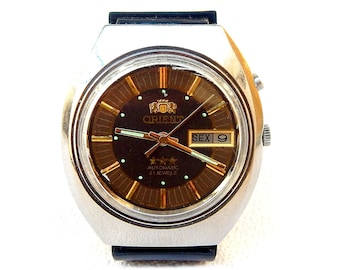 Vintage Watch, ORIENT Automatic, 21 Jewels, Self Winding, Case Stainless Steel 37mm, 1970c Men, Working, Gift Birthday Anniversary  VaN