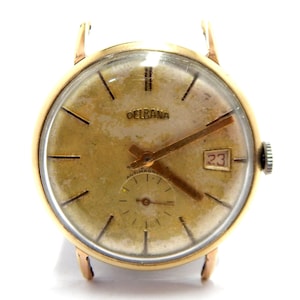 Vintage Watch, Watch DELBANA, Wrist Watch, Hand Winding, 17 Jewels, &gt;Circa 1960, 38mm, Case Gold Plated, Not Working, Needs Review