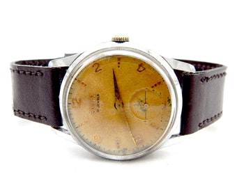 Montre vintage, Montre CAUNY, Remontage Manuel, Style Art Déco, Boitier Acier Inoxydable, Circa 1960, 35mm, Montre UNisex, Cadeau Anniversaire, Anniversaire