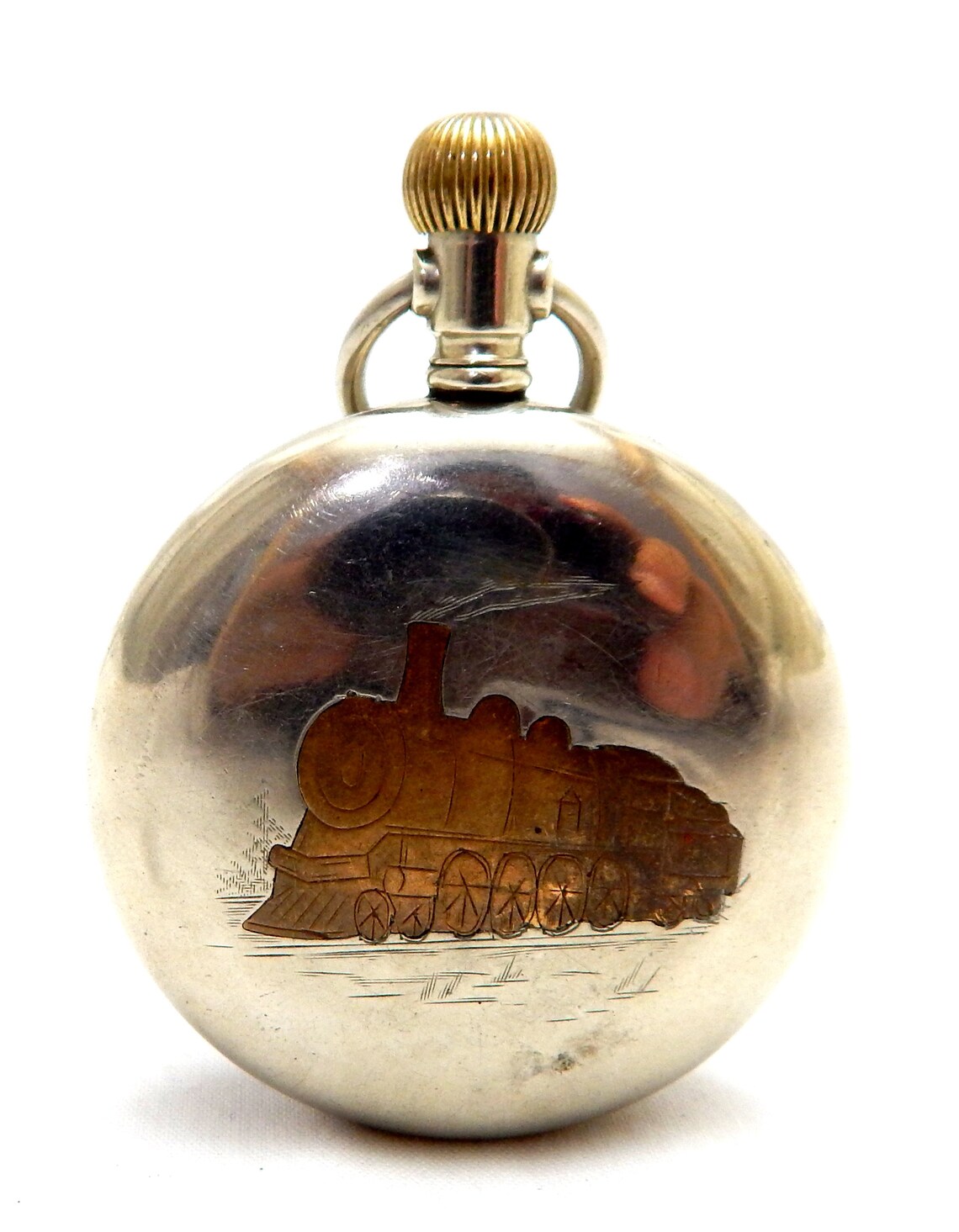 Antique Pocket, Watch EDWIN, Hand Winding, Railroad, Open Face, Circa 1905, Case Stainless Steel, 58mm, Gift Birthday, Unisex VaN, foto 3 de 5