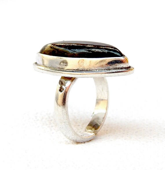 Vintage Ring, Craft Band Ring, Solid Silver, with… - image 7