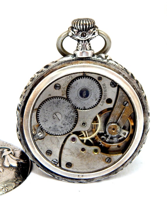 Antique Pocket, Watch LONGINES, Open Face, Style Art … Gem