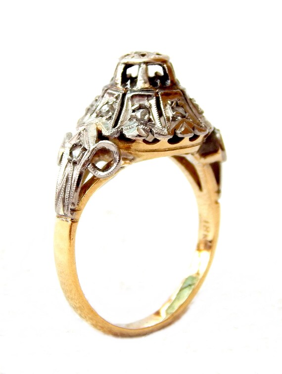 Antique Ring Art Deco, Circa 1920, Solid Gold 18k… - image 5