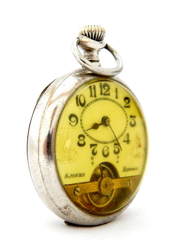 Antique Pocket Watch HEBDOMAS 8 Days Dial Porcelain Circa | Etsy Australia