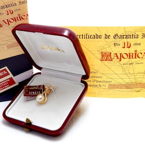 Silver 18kt Gold Plated Pearl Pendant, Majorica Spain, Mallorca Balearic Islands Spain, Majorica Box, Certificate, Guarantee, New Unused L13