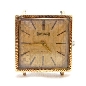 Vintage Watch, PRECIMAX, Movement Mechanic, Wrist Watch, Watch Men, Watch Square, Case Gold Plated, 28mm, Circa 1950, Working, Watch VaN