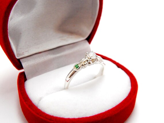 Ring Solid Silver, Emerald Crimped, Designer Jewe… - image 5