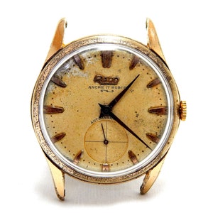 Vintage Watch, Watch RADO, Wrist Watch, Art Deco, Hand Winding, 17 Jewels, Circa 1960, 36mm, Case Gold Plated, Not Working, Needs Review VaN