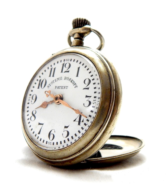 Bolsillo antiguo Reloj antiguo ROSKOPF Cara abierta Caja de