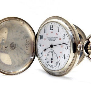 Antique Pocket, Watch ZENITH, Pocket Hunter, Grand Prix Paris, 1910c, Solid Silver, 50mm, Dial Porcelain, Gift Birthday, Anniversary VaN