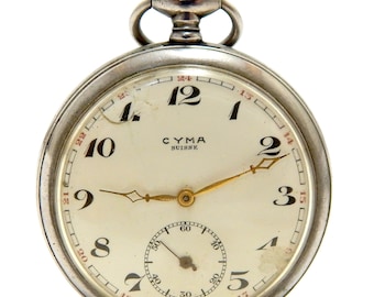 Antique Pocket CYMA, Watch CYMA, Pocket Open Face, Case Stainless