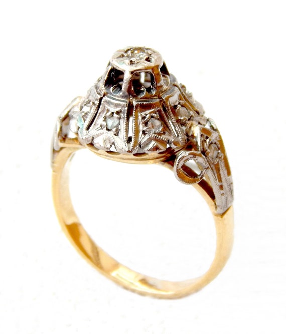 Antique Ring Art Deco, Circa 1920, Solid Gold 18k… - image 3