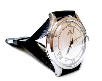 Armbanduhr Vintage, OMEGA Calatrava, System Bumper, Kal. 28.10, Gehäuse aus Edelstahl 35 mm, Ref. 2421-2, Geschenk Geburtstag, Jubiläum, Uhr funktioniert