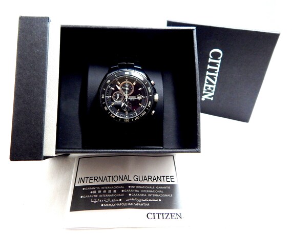 Watch CITIZEN Chronograph Citizen Black F510 Sapphire Crystal Stainless Steel Black Ion Plated 45mm Unisex Gift Watch Gift Birthday Etsy UK