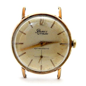 Vintage Watch, Watch RENIS, Watch Mechanic, Watch Men, Case Gold Plated, 31mm, 1950c, Working, Gift Birthday, Anniversary, Watch Unisex L1 image 1