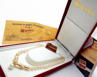 Silver 18kt Gold Plated Pearl Necklace, Majorica Spain, Mallorca