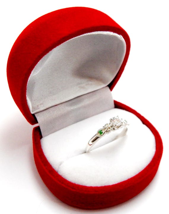 Ring Solid Silver, Emerald Crimped, Designer Jewe… - image 1