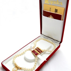 Silver 18kt Gold Plated Pearl Necklace, Majorica Spain, Mallorca Balearic Islands Spain, Majorica Box Certificate, Guarantee, New VaN