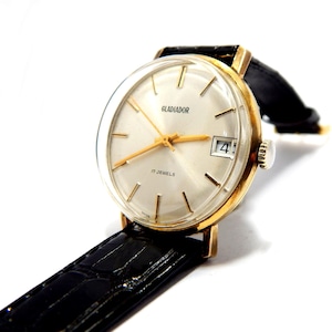 Vintage Watch GLADIADOR, Style Art Deco, Hand Winding, 17 Jewels, Circa 1950, Case Gold Plated, 34mm,  Watch Unisex, Watch Working