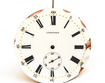 Orologio da tasca antico, LONGINES, movimento dell'orologio, calibro 18.50, quadrante in porcellana, circa 1915, funzionante VaN