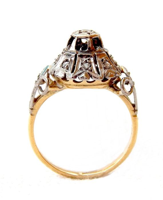 Antique Ring Art Deco, Circa 1920, Solid Gold 18k… - image 1