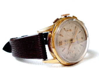 Orologio Cronografo, ITA Geneve Antiquec Art Deco 1940c, Calibro Landeron 51 Cassa placcata oro 36mm Regalo unisex Compleanno Anniversario Matrimonio