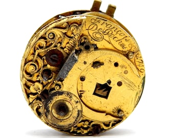 Antique Pocket Watch, Francois De Roches, Antique 18th Century, Verge Fusee Movement, Hand Winding, English Pocket, Not Working, Parts