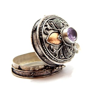 Vintage Reliquary, Necklace Pendant, Locket Vintage, Amethyst & Marcasite, Silver 925, Gift Birthday, Anniversary, Engagement, Unisex