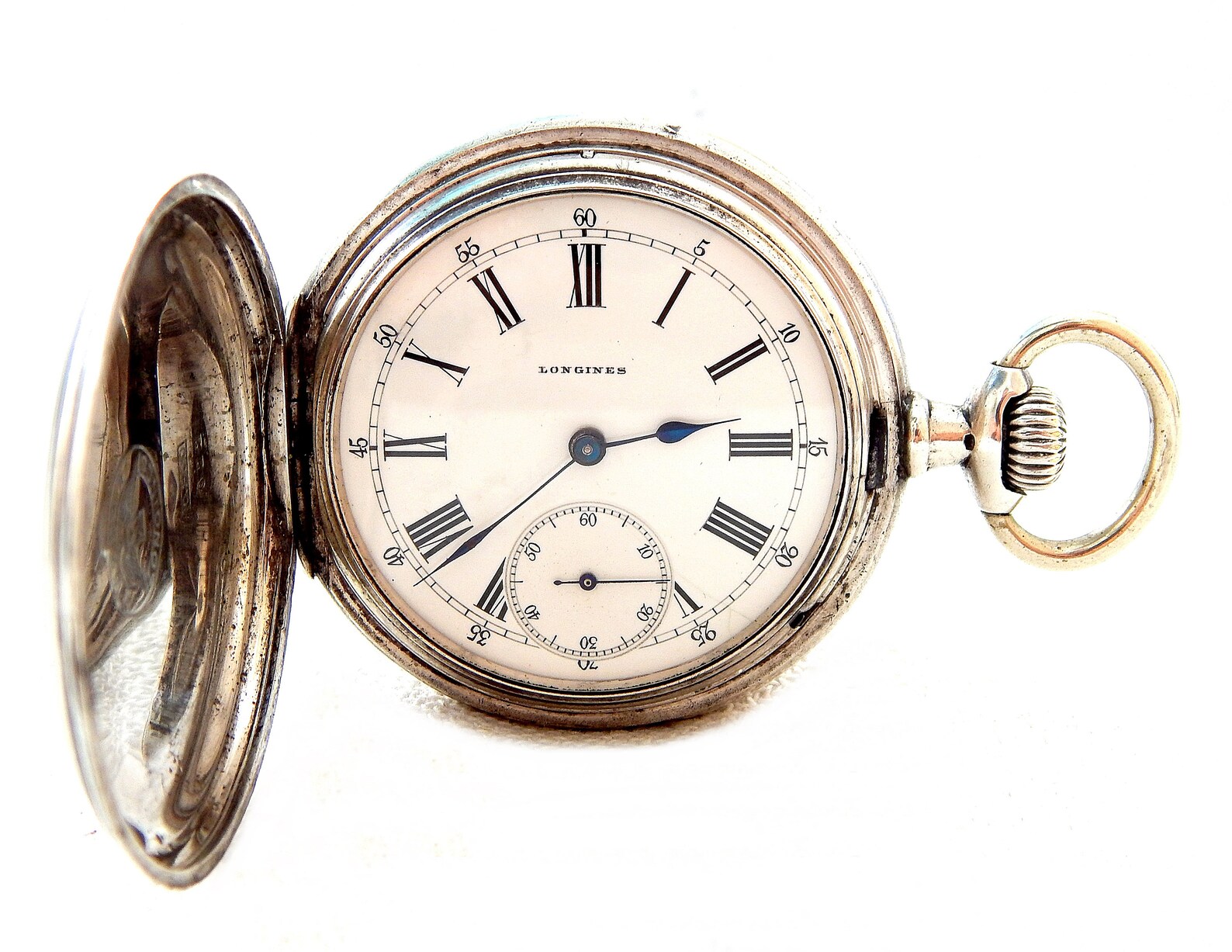 Antique Pocket Watch LONGINES Hunter Dial Porcelain Art Etsy