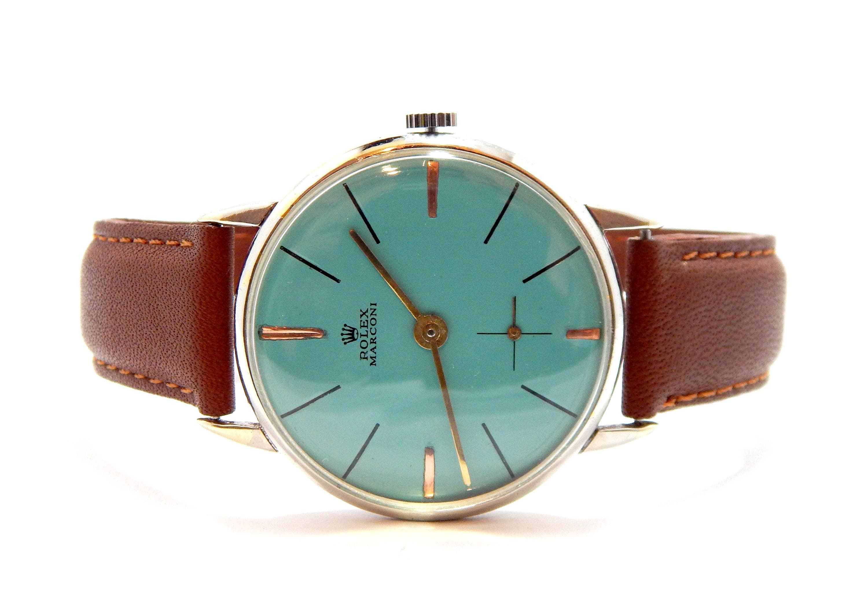 Watch ROLEX Marconi, Dial Tiffany, Watch Vintage, Case Steel, 37mm 