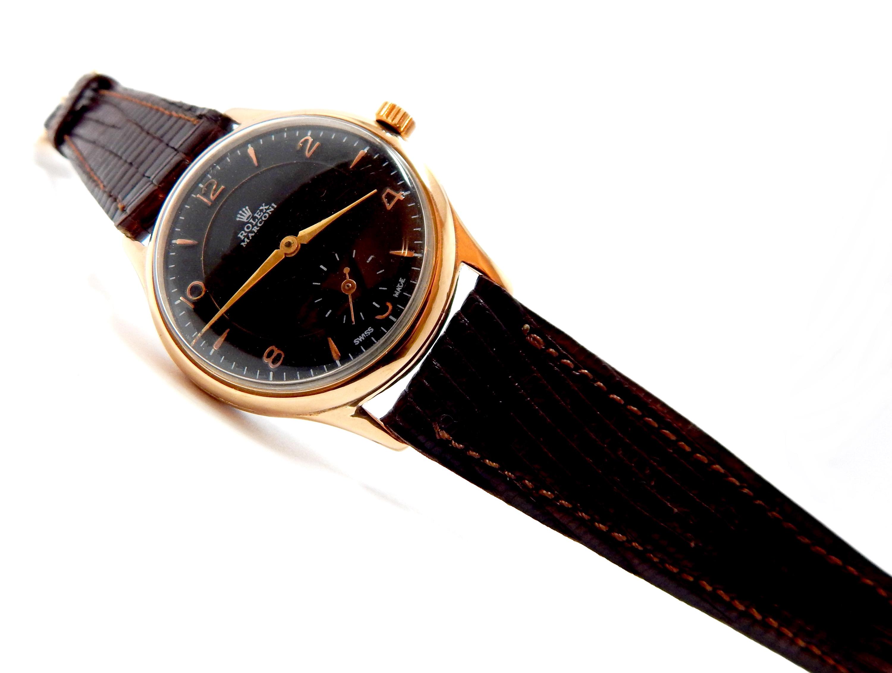 Watch ROLEX Marconi, Rolex Vintage, Case Gold Plated, 37mm, 1950c 