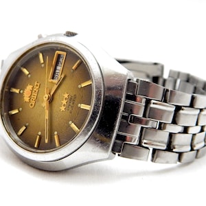 Vintage Watch, ORIENT Crystal, Watch Automatic, 21 Jewels, Stainless Steel, 37mm, 1970c, Watch Men, Gift Birthday, Anniversary Watch Working