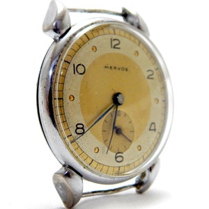 Vintage Watch, Watch MERVOS, Watch Art Deco, Wrist Watch, Hand Winding, 1940c, 35mm, Case Steel, Watch Unisex, Not Working Needs Review