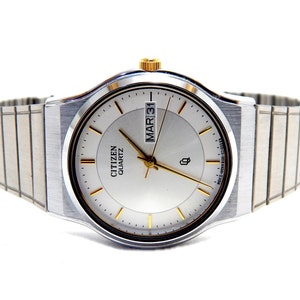Horlogekwarts, horloge CITIZEN, burgerkwarts, 34 mm, circa 1980, horloge uniseks, roestvrij staal, cadeau verjaardag, jubileum, polshorloge busje