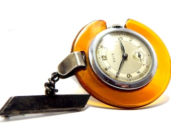 Vintage Pendant, Watch ROIS, Watch Pendant, Antique Pendant, Art Deco, Hand Winding, 43mm, Circa 1950, Gift Birthday, Watch Working