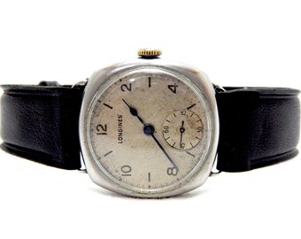Reloj Vintage, Reloj LONGINES, Cuerda manual, Reloj de pulsera, Reloj Art Déco, Caja de Acero, Circa 1935, Regalo Cumpleaños, Aniversario, Reloj Unisex