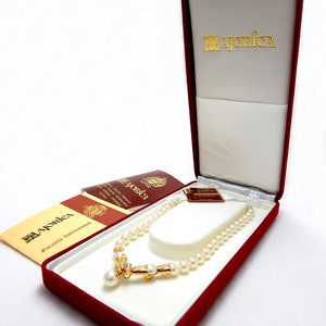 Silver 18kt Gold Plated Pearl Necklace, Majorica Spain, Mallorca Balearic Islands Spain, Majorica Box Certificate, Guarantee, New Unused