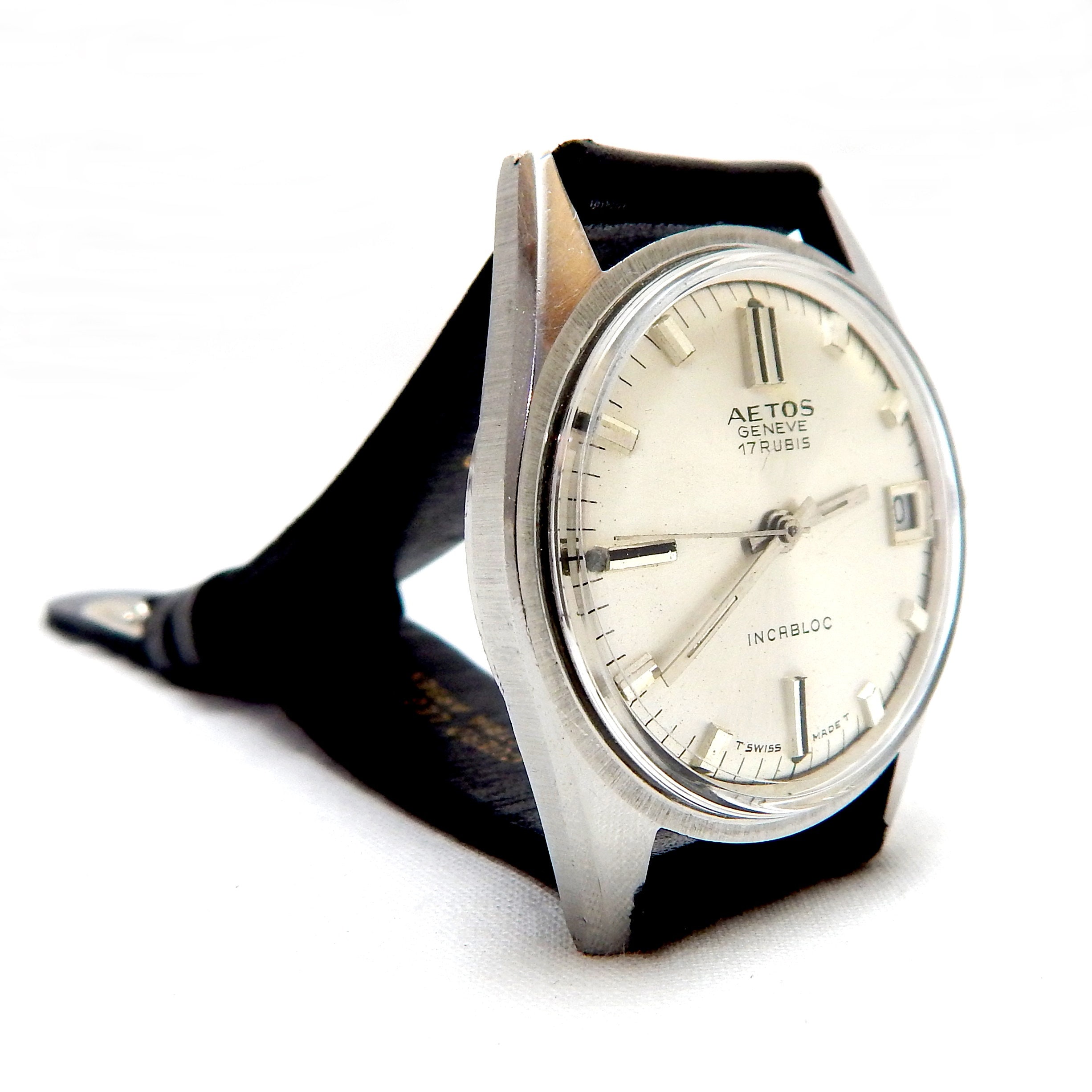 Vintage Watch, AETOS Geneve, Watch Mechanic, 17 Jewels, Case