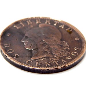 Kolekcja monet, Libertad Dos Centavos, dwa centy, rok 1891, República Argentina, 30 mm, Brąz, Moneta Patacon, Waluta kolekcjonerska, Rep