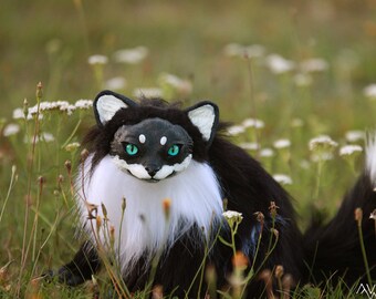 Black fox pup chibi ooak art doll