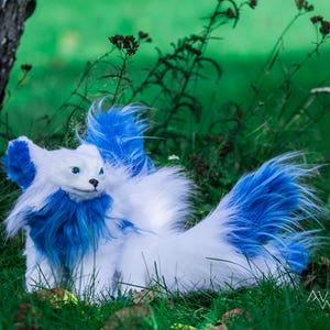 White/blue Kitsune Fox 3 Tails - Etsy UK