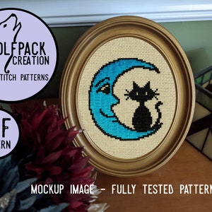 Cat on the Winter Moon -  Cross Stitch Pattern
