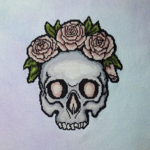 Skull and Spring Roses (aka Ms. Skelly) - Cross Stitch Pattern