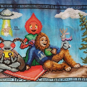 It's a Cozy Cryptids Party! Cross stitch pattern